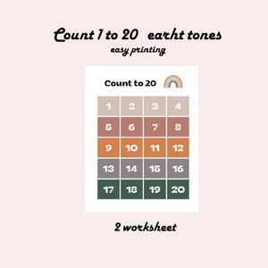 Number Chart, Zählen bis 20, Zahlen 1-20, Zählen lernen, Homeschool, Digital Download, Klassenzimmer Charts, PDF, 1-20, Hundred