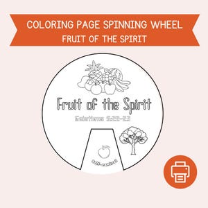 Fruit of the Spirit Coloring Wheel, Printable Bible Activity, Spinner Wheel, Kids Bible Lesson, Sunday School Craft, Printsble Bible Craft