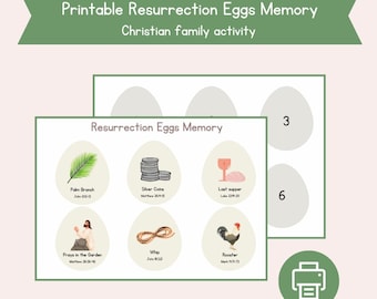 Printable Easter Resurrection Eggs, Easter Activity, Cristian Memory, Jesus Resurrection Eggs, Easter Basket, Cristian Religious Activity