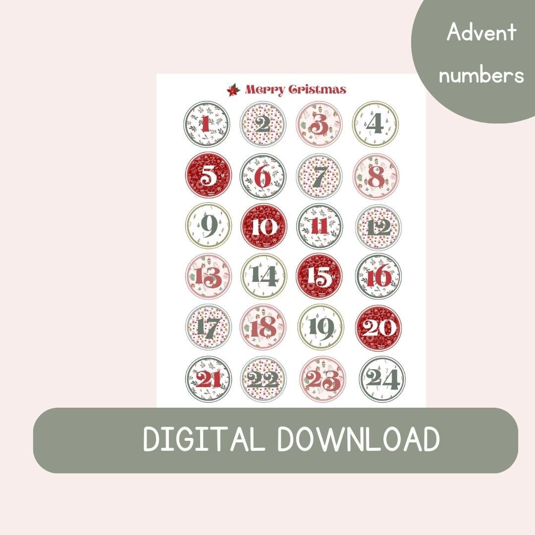 Advent Calendar, Cristmas Calendar, Printable Advent Calendar, Download