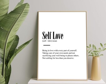 3 Digital Download Files / Self Love Definition / Downloadable Prints / Printable Wall Art / Digital Prints Download / Self Love Quote