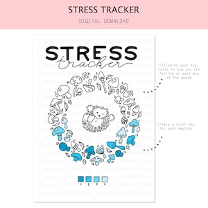 Hedgehog Stress Tracker / Digital Planner / GoodNotes Planner / Notability Planner / Bullet Journal Template, Bujo Inserts - A4, A5 & Letter