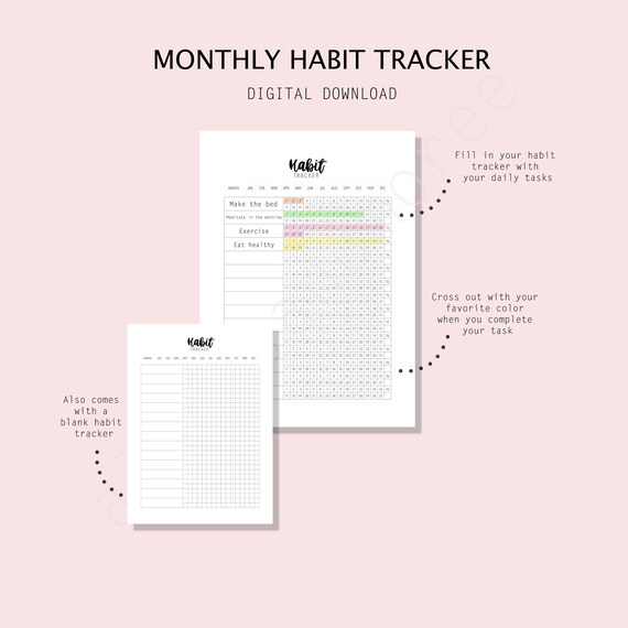Vertical Habit Tracker / Monthly/daily Tracker / Digital - Etsy