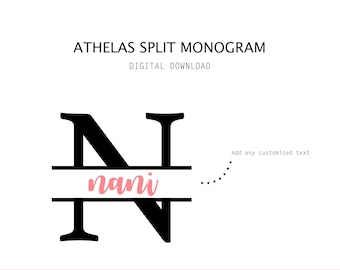 Athelas Split Monogram Font Letters // Cricut Fonts // Silhouette Fonts // Traditional Split Letters // Monogram Alphabet // Files for Cut