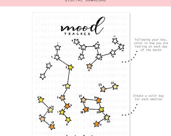 Constellation Mood Tracker / Digital Planner / GoodNotes Planner / Notability Planner / Bullet Journal, Bujo Inserts - A4, A5 & Letter