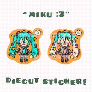 miku :3 diecut sticker