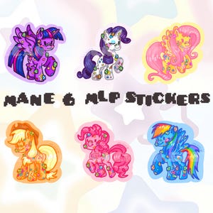 mane 6 ponies mlp diecut stickers