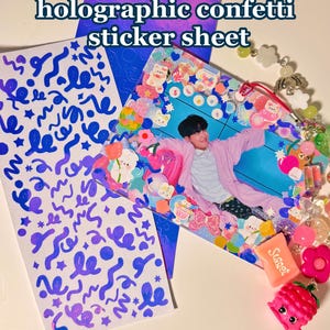 Hoja de pegatinas de confeti holográfico