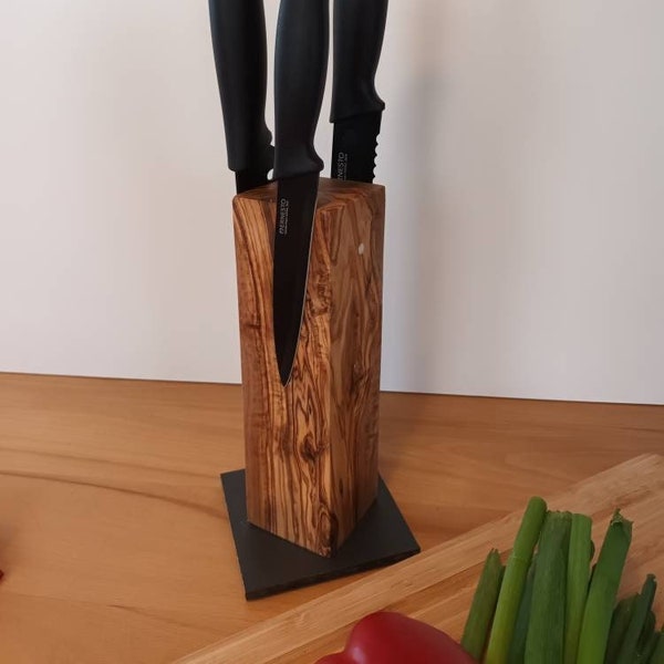 Knife block made of olive wood knife holder knife bar kitchen knife