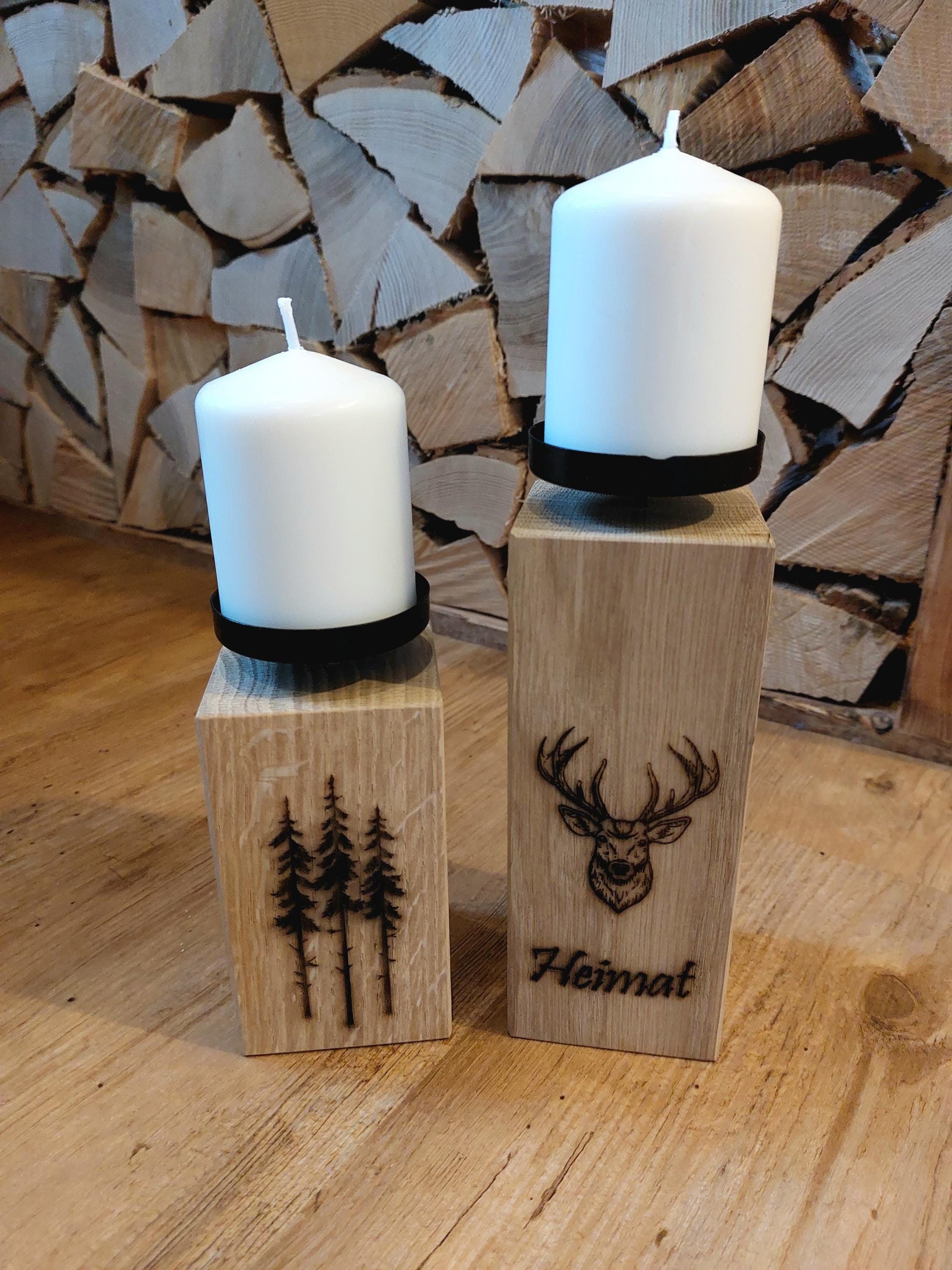 Stumpenkerzenhalter holz