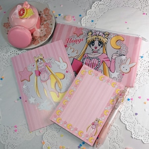 Sailor Moon Usagi Cafe Stationary Bundle 3 - Pencil Case Note Pad Pen Print