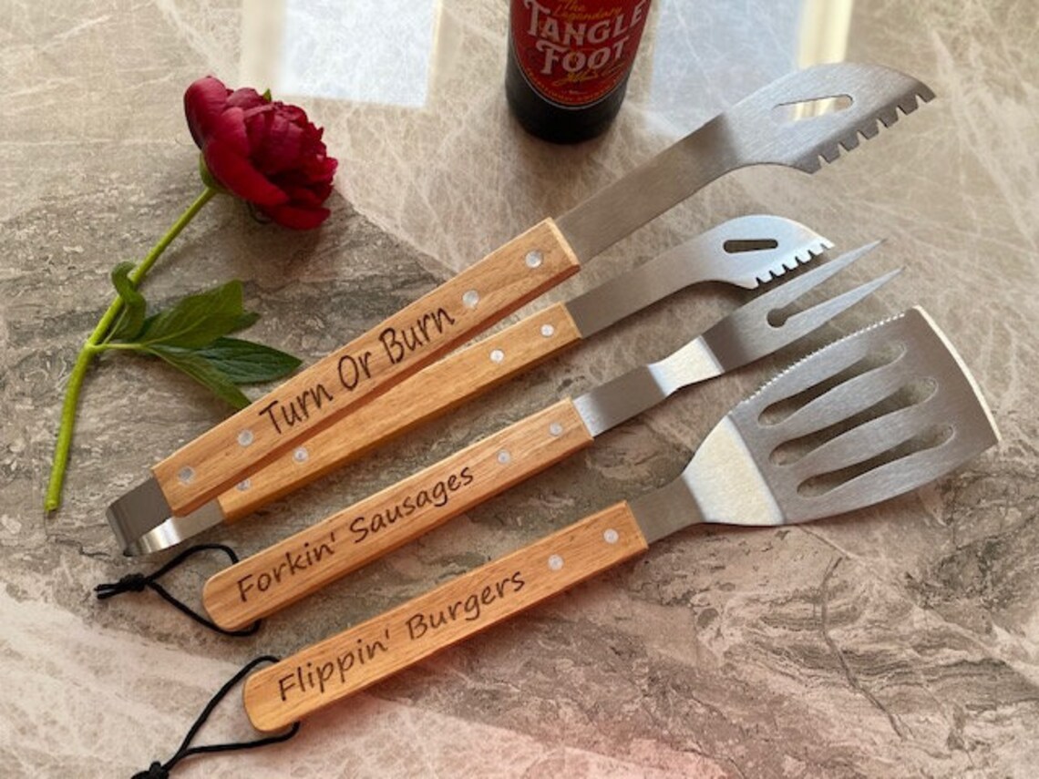 Personalised BBQ tools set of 3. Etsy