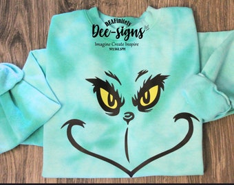 Suéter teñido anudado con cara de Grinch Sudadera con cara de Grinch hecha a mano