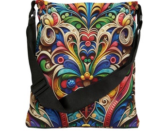 3D effect lace pattern - Adjustable Tote Bag, multicolor