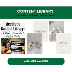 Aesthetic Content Library: 30 Reels, Carousels & Posts, Quotes | Faceless Digital Marketing Videos | Master Resell Rights | MRR PLR | Canva