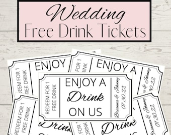 Modern Wedding Drink Ticket Template | Minimal Wedding Drink Voucher | Drink Tickets for Wedding | Drink Tickets | Wedding Printable | DIY