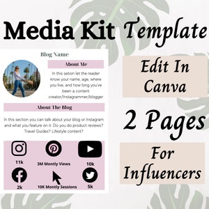 Media Kit Template | Canva Template | Instagram Media Kit | Blogger Media Kit | Influencer Media Kit | Media Press Kit | Rate Sheet |