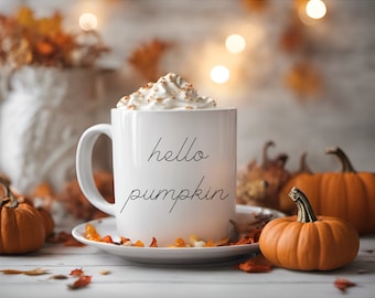Taza de calabaza de Hello / Taza de otoño / Taza de calabaza / Taza de café de otoño / Taza de café acogedora / Taza de otoño / Decoración de otoño / Regalo de otoño / Taza de té