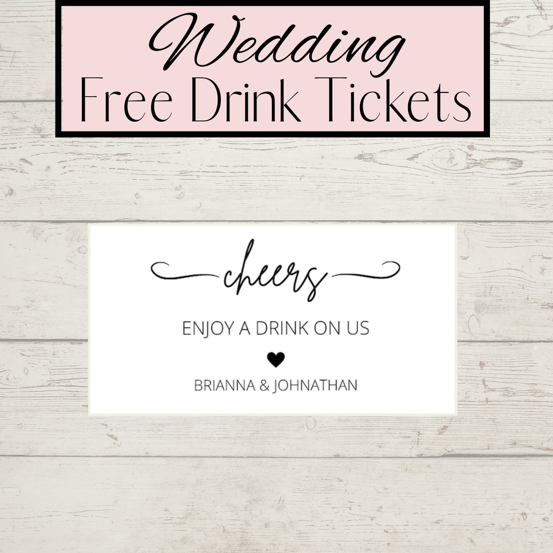 Modern Wedding Drink Ticket Template | Minimal Wedding Drink Voucher | Wedding Printable | Drink ...