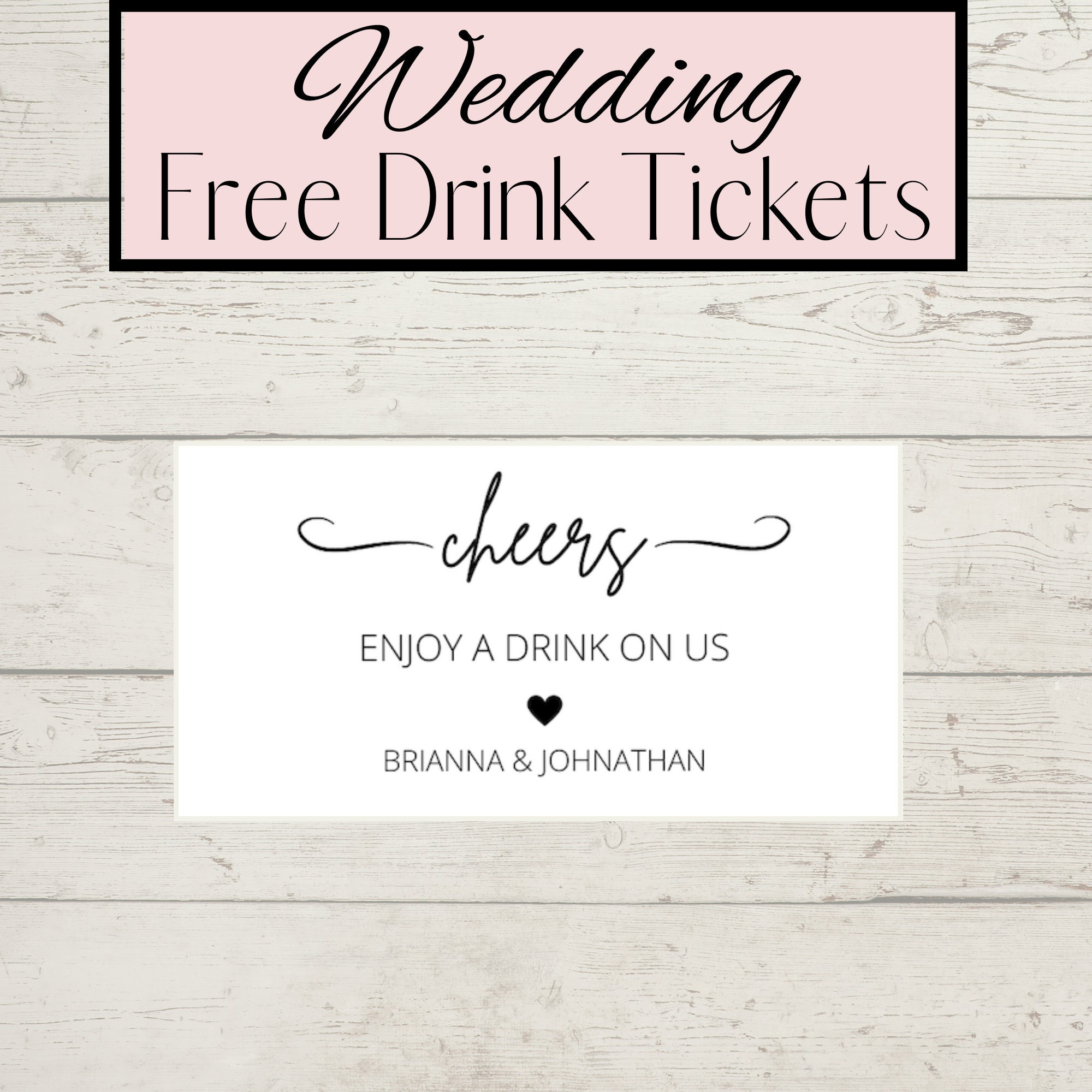 Modern Wedding Drink Ticket Template | Minimal Wedding Drink Voucher | Wedding Printable | Drink ...