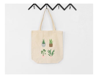 Plant Tote Bag | Plant Lady Tote Bag | Plant Mom Tote Bag | Plant Lover Gift | Succulent Tote Bag | Canvas Tote Bag | Reusable Bag
