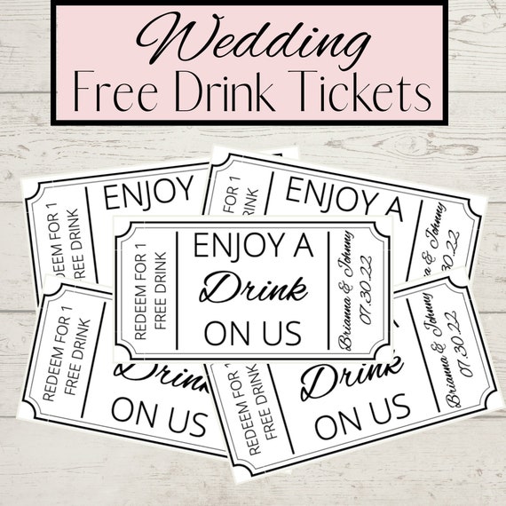 Modern Wedding Drink Ticket Template Minimal Wedding Drink Etsy