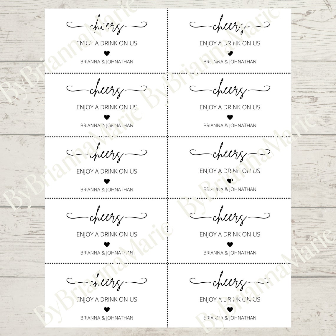 Modern Wedding Drink Ticket Template | Minimal Wedding Drink Voucher | Wedding Printable | Drink ...