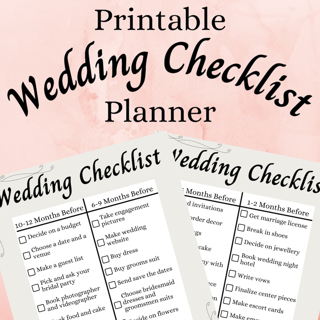 Wedding Planner Checklist | Printable Wedding Checklist | Wedding Checklist | Wedding to Do List ...