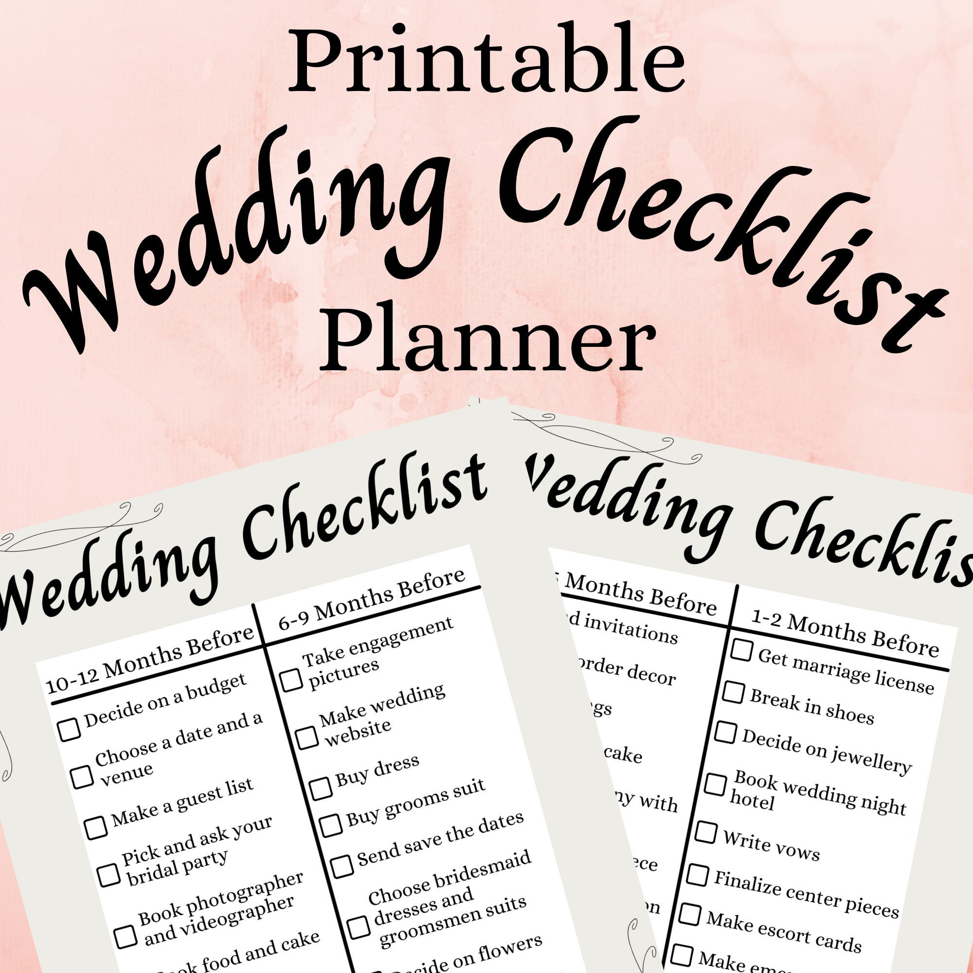 Wedding Planner Checklist | Printable Wedding Checklist | Wedding ...