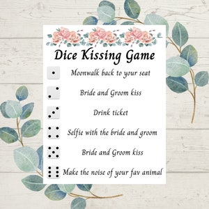 Wedding Dice Kissing Game | Wedding Game | Wedding DIY | Wedding Games | Printable Game | Wedding Kisses Game | Wedding Decor | Wedding Sign