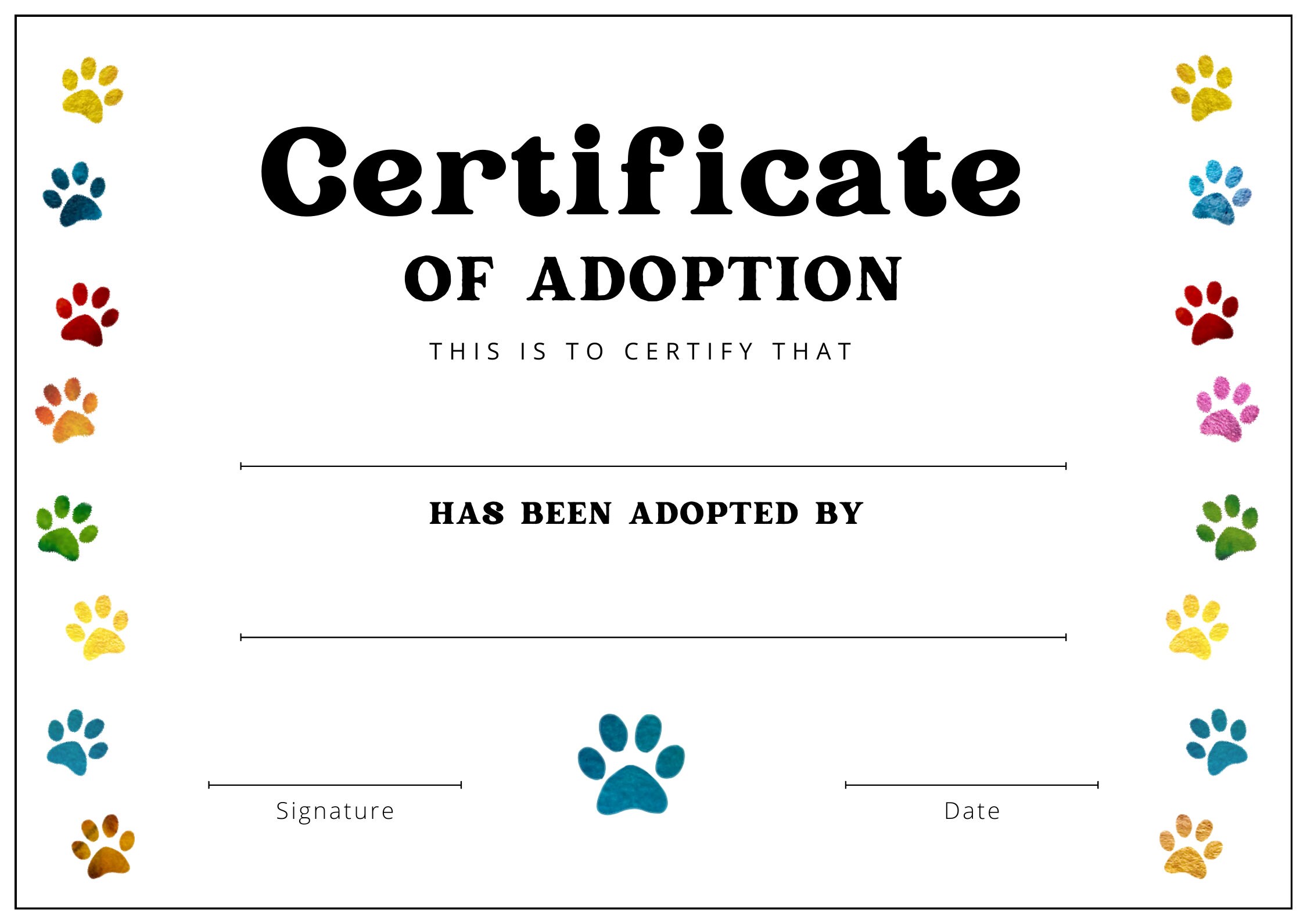 Dog Adoption Certificate Instant Download Printable Pet Adoption Dog Adoption Certificate Instant Download Printable Pet Adoption