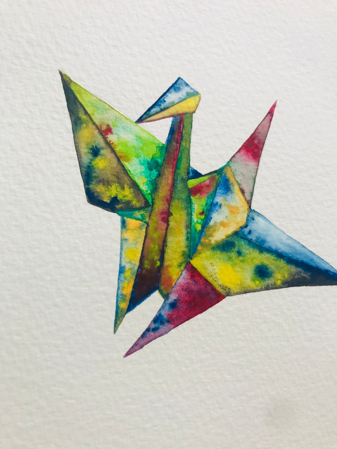 Origami Paper Crane Original Framed Watercolour Painting Etsy