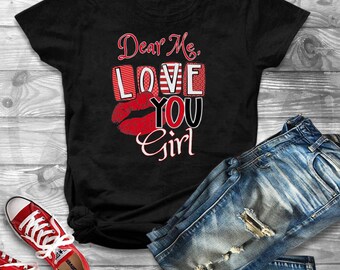 Self Love PNG: Ruby Red Lips, Dear Me Design (Digital Download)