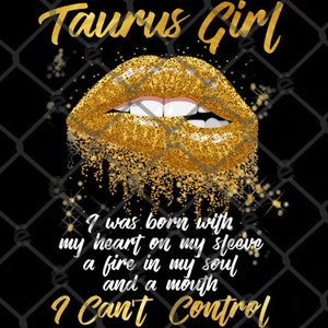 Taurus Girl Glitter DTF Transfer - Ready to Press, Taurus Girl, Biting Lips DTF, Dripping Lips, DTF Birthday, April Birthday, Heat Transfer