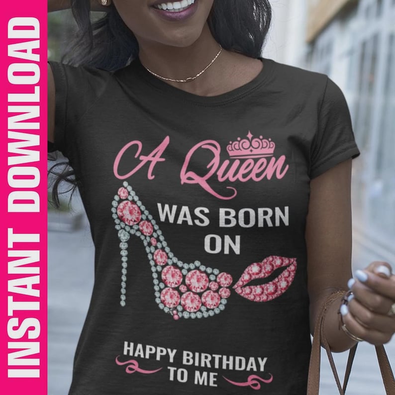 Birthday Queen PNG: Girly Pink Design (Digital Download, SVG Included) image 2