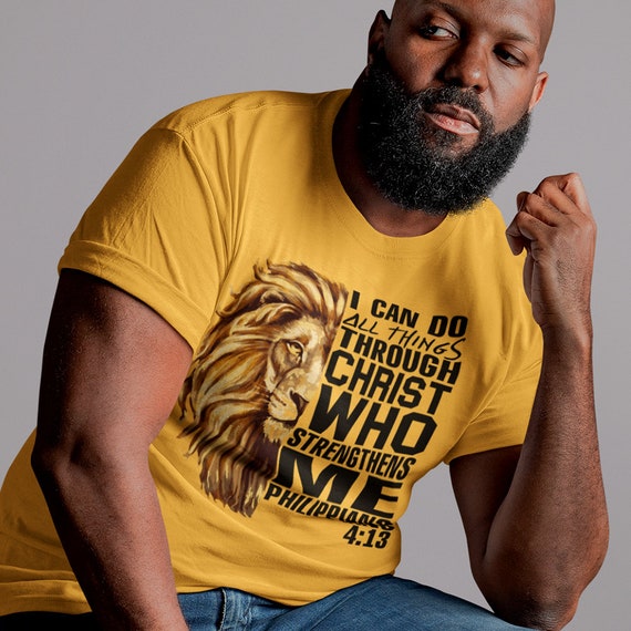 Faith-Filled Lion Design: Philippians 413 Church PNG, Inspirational Bible Quote, Lion Face Design, Empowering Faith Artwork Church PNG