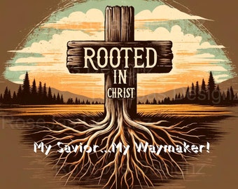 Rustic Christian Cross PNG: Rooted in Christ Design (Digital Download)
