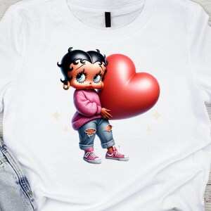 Betty Boop Valentine PNG Design: Heart Gift (Digital Download)