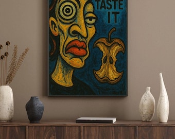 Abstract Face Art Print: Bold Expressionist Wall Decor (Digital Download PNG File)