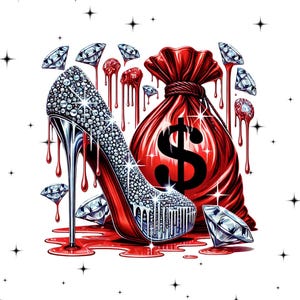 Diamond High Heel PNG: Luxury Glam Streetwear Design (Digital Download)