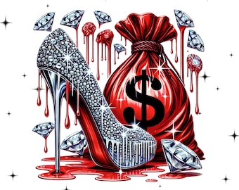 Diamond High Heel PNG: Luxury Glam Streetwear Design (Digital Download)