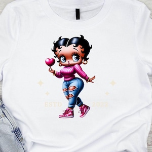 Betty Boop Valentines T-shirt PNG: Ripped Jeans Sneaker Girl (Digital Download)