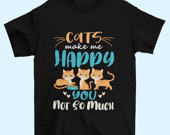 Diseño de frase divertida sobre gatos: «Los gatos me hacen feliz» - PNG SVG (descarga digital)
