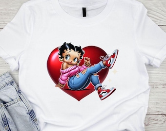 Betty Boop Valentines Day T-shirt PNG: Retro Design (Digital Download)