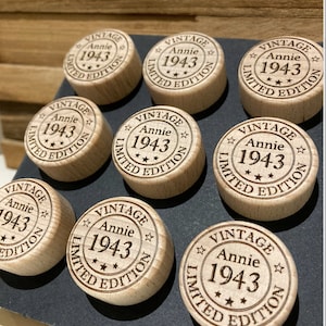 Tapón de botella personalizable - Tapón de vino personalizado - Caja de vino amateur de regalo / Cumpleaños, bautizos de comunión, ...