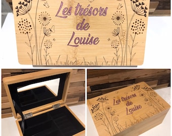 Boîte à bijoux personnalisée en bois  Cadeau personnalisée pour maman, mamie, marraine ... Idéal cadeau fête des mères