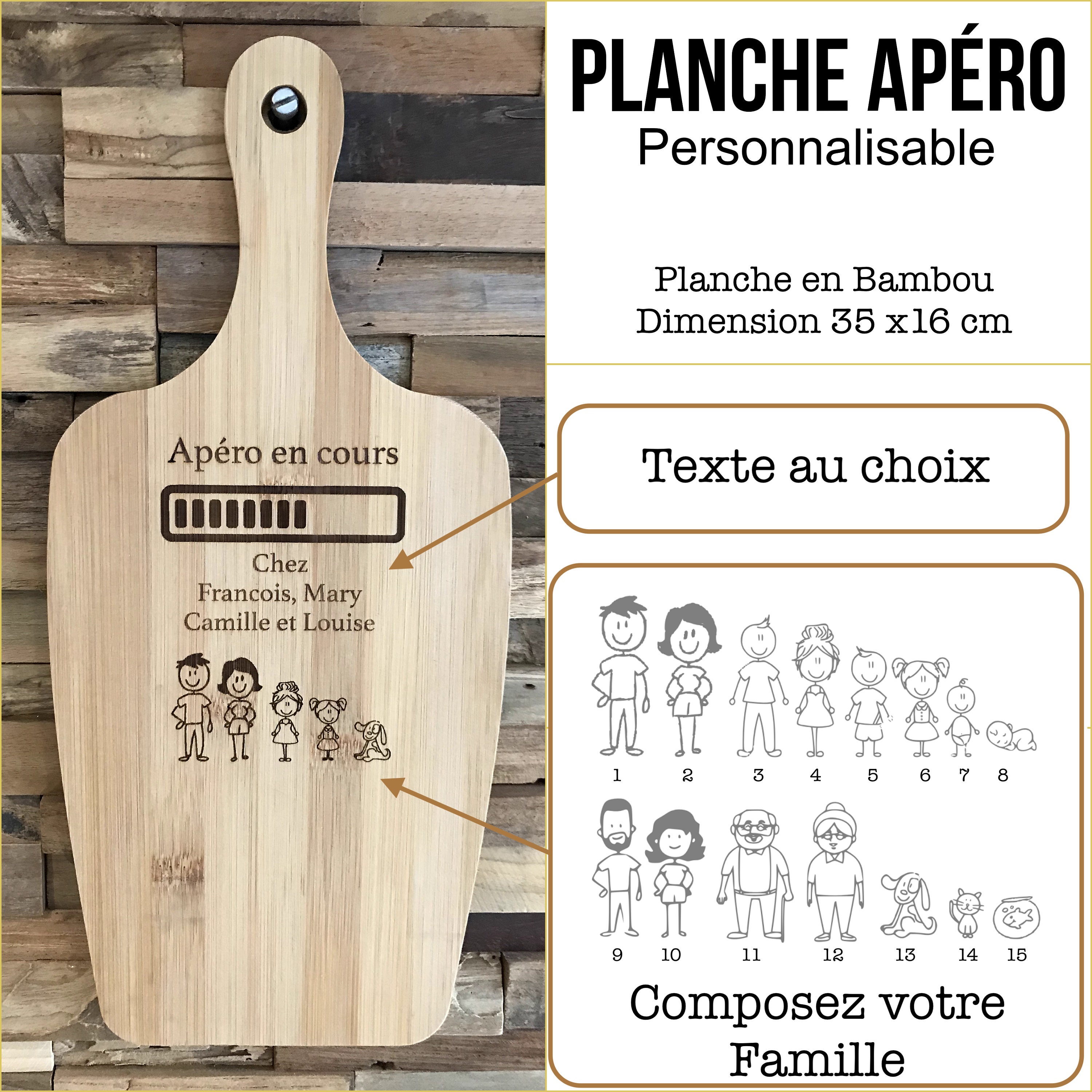 Planchette gravée en bois sur-mesure