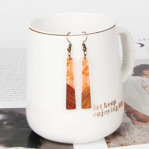 Boho Resin & Wood Drop Earrings – Lightweight Geometric Earrings in Multiple Color Variations