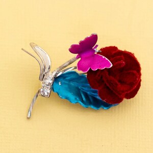 Vintage Colorful Rose Pink Butterfly Brooch i27