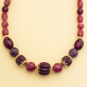 Vintage Boho Red Plastic Beaded Necklace 22 Inches by Avon i13